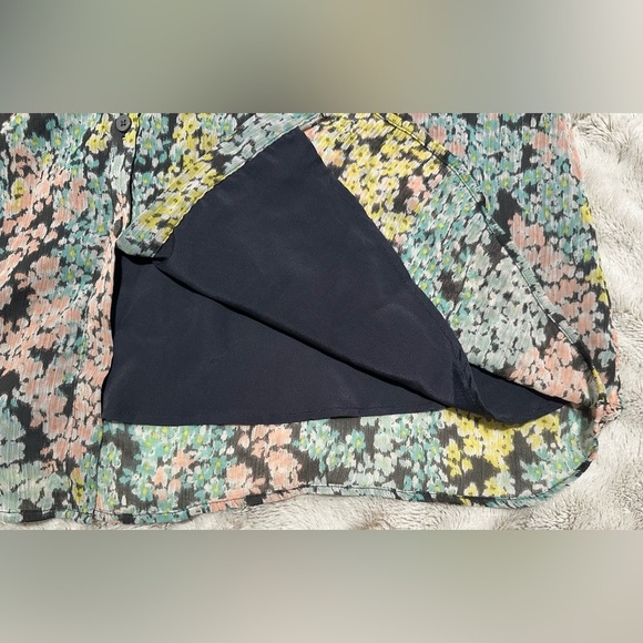 LOFT Midi Floral Long Sleeve Shirt Dress Petite Multicolor - Picture 9 of 15